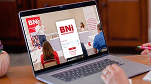 BNI online meeting on a laptop